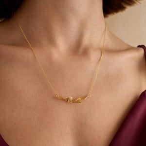 DNA Necklace, Science Molecule Necklace, and Earring Doctor Gift, Science Gold Jewelry, Mother Day Gift, Gold and Rose gold Plated