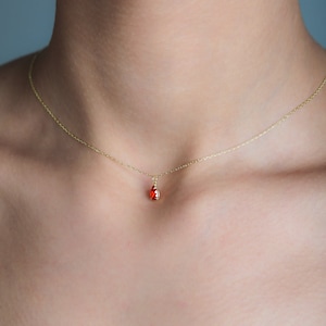 Dainty Tiny Ruby Drop Necklace Mini Elegant  Red Ruby Pendant July Birthstone Jewelry Gemstone Jewelry Tiny Ruby Jewelry Gift For Her - Him