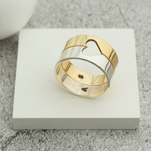 Ringe Paar Passendes Herz, Valentinstag Geschenk, Personalisierte Ringe, Paar Ringe Passend, Silber Paar Ringe, Ringe mit Gravur