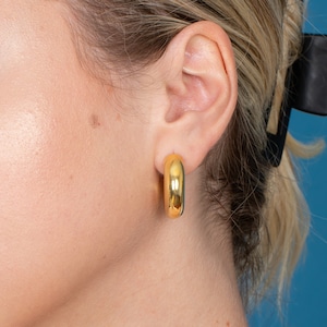 Chunky Hoop Earrings: 925 Sterling Silver Huggies, Gold Filled