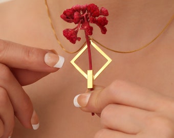 Collana portafiori personalizzata in argento sterling - Collana con vaso - Regalo per fioristi