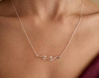 Sterling Silver DNA Necklace, Graduation Gift, Science Jewelry