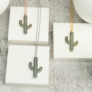 Cactus Pendant Necklace Sterling Silver Desert Jewelry Botanical Cactus Necklace Succulent Necklace Boho Plant Lover Gift For Best friends