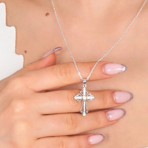 Dainty Pave Cross Necklace Delicate Sterling Silver Women Cross Necklace Dainty For Women Cross Necklace Cross Gift For Mommy