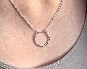 Ring Holder Necklace Minimalist Twisted Circle Dainty Necklace Ring Holder Thick Chain Option Circle Ring Keeper Pendant Nurse Doctor Gift