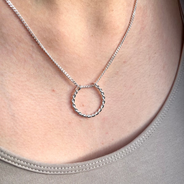 Ring Holder Necklace Minimalist Twisted Circle Dainty Necklace Ring Holder Thick Chain Option Circle Ring Keeper Pendant Nurse Doctor Gift