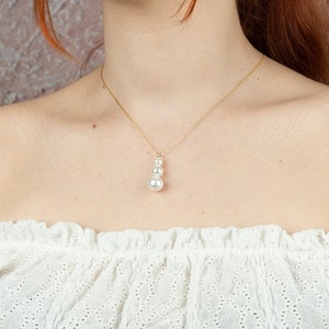 Minimalist Crystal Pearl Drop Necklace, 925 Sterling Silver, Gold & Rose Gold Plated, Bridal Jewelry, Elegant Gift for Her
