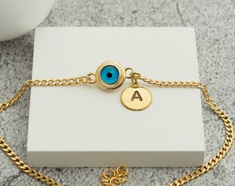 Personalized Evil Eye Bracelet Anklet Initial with Eye Bracelet Anklet Good Luck Bracelet Kids Evil Eye Personalize Bracelet Gift For Her