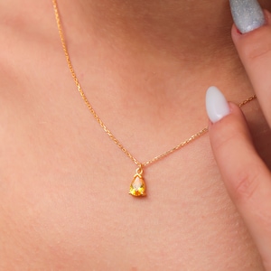 Gold Citrine Drop Necklace November Birthstone Pear Citrine Pendant Gold Citrine Minimalist Jewelry November Birthstone Personalized Gift