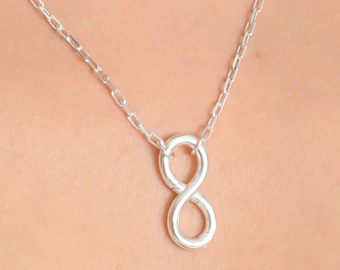 Sterling Silver Infinity Charm Holder Pendant Necklace - Ring Holder