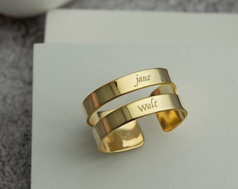 Adjustable Couple Ring, Valentines Gifts For Him, Custom Double Name Band Ring, Gift For Mother, Sterling Silver, Gold and Rose Gold