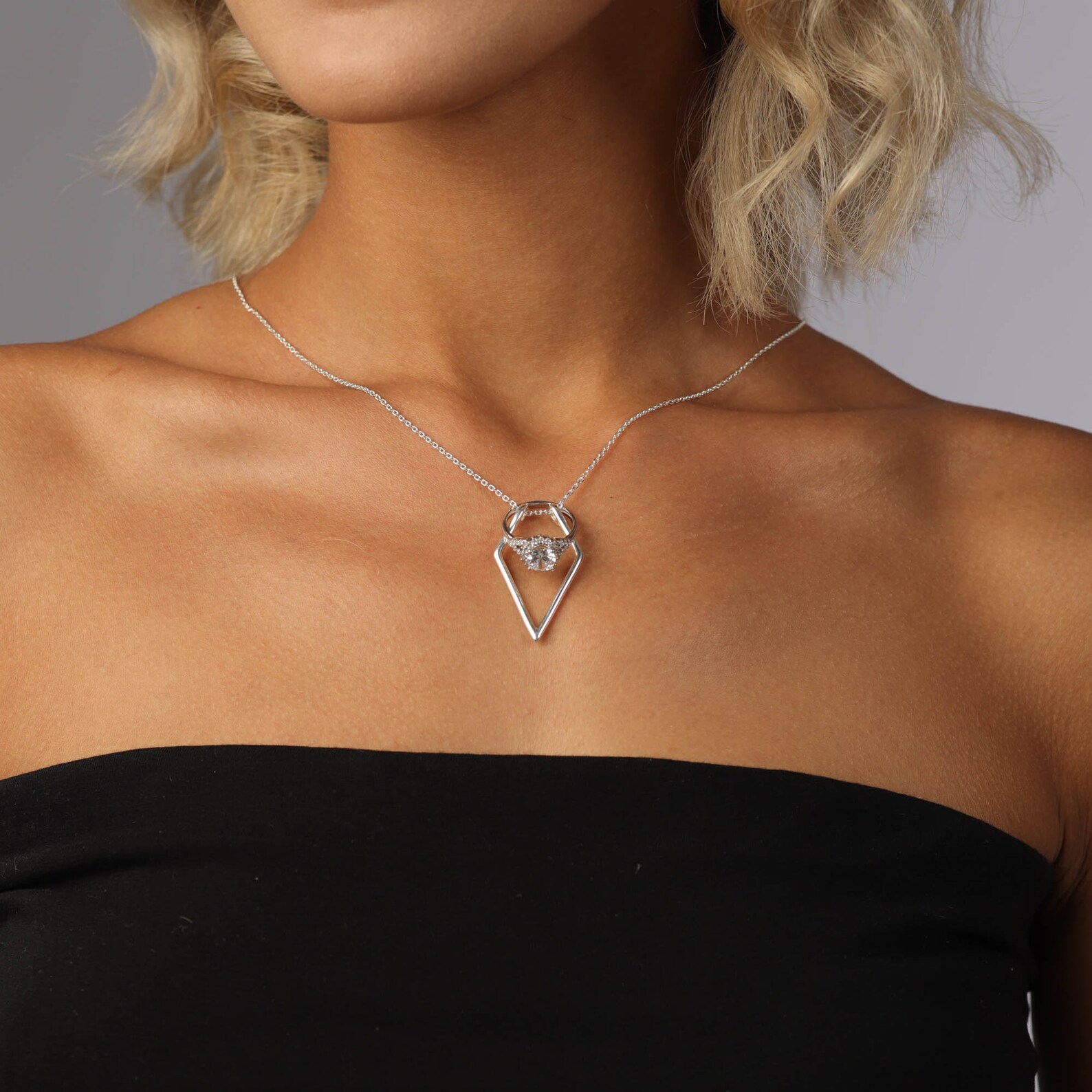 Geometric Ring Holder Necklace 14k Gold Ring Holder Necklace Etsy