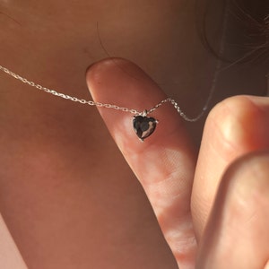 Black Onyx Heart Necklace Dainty Black Onyx Charm Black Onyx Jewelry Trendy Layering Best Friend GiftMen Necklace Gift For Christmas