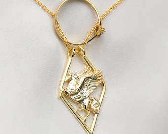 Pegasus Geometrische Halskette, Cowgirls Kette, Geometrische geflügelte Pferd Halskette, Frauen Geometrische Pegasus Halskette