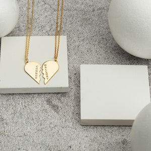 Couple Matching Heart  Set Necklace, Mother Daughter Necklace, Gift For Her, Gift For Him, Personalized Heart Necklace, Silver, Gold, Rose