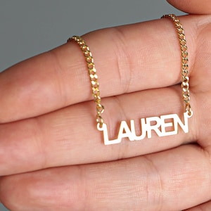 Personalized Dainty Name Necklace Custom Name Plate Necklace Cuban Chain With Name Necklace New Layering Necklace Gift For Mother&#39;s Day