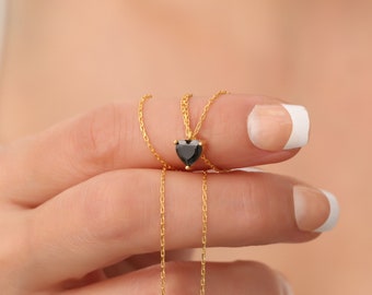 Schwarz Onyx Herz Ring Halskette Set Onyx Halsband Halskette Onyx Herz Zierliche Ring Trendy Halskette Herz Schwarz Onyx Halskette Geschenk für Sie