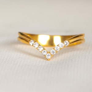Dainty Gold Wishbone Ring Diamond Dainty Engagement Ring Promise Ring For Women Diamond V Shape Ring Bridesmaid Gift Gift For Her