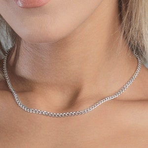 Colar de corrente masculino personalizado, corrente masculina, letra opcional, cubana, grossa, 925, corrente de prata esterlina, preta, rosa, banhada a ouro, presente para ela
