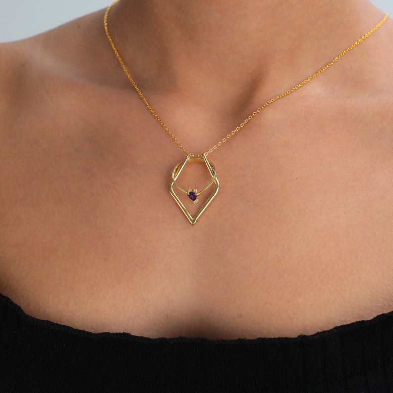 Geometrische ringhouder ketting Dikke kettingopties Ringmaat voor 3-11 Chirurg Cadeau Kerstcadeau Verlovingsring Keeper Trouwringhouder afbeelding 5