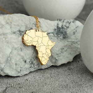 Collier carte de l'Afrique personnalisé plaqué or 18 carats pendentif de l'Afrique en argent 925 amant de l'Afrique cadeau collier pour femme et homme breloque carte personnalisée