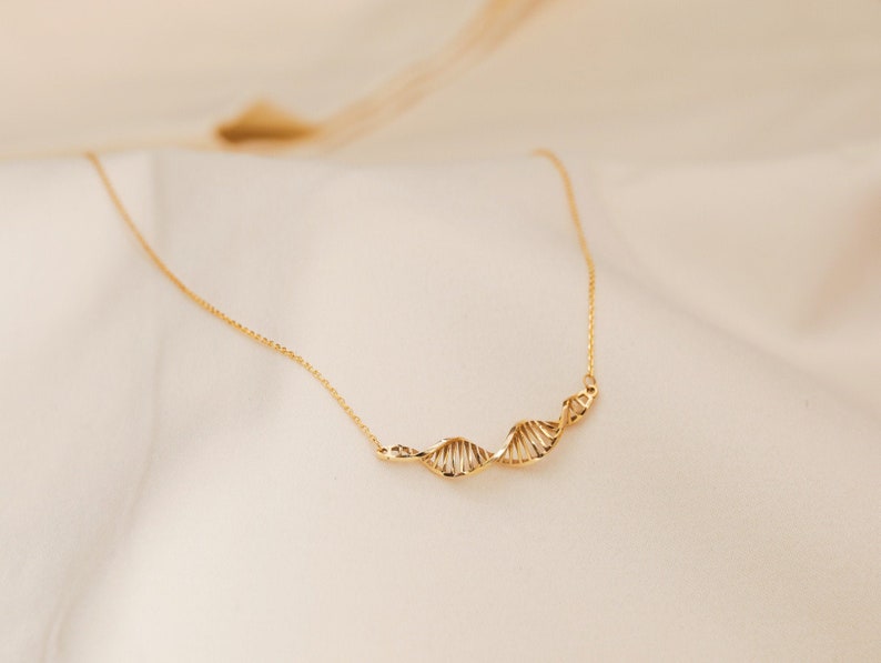 DNA Science Molecule Necklace Double Helix Pendant Mothers Day Gifts For Her Mom Doctor Gifts Science Gifts Rose Gold Gold Silver Plated 18K Gold Plated