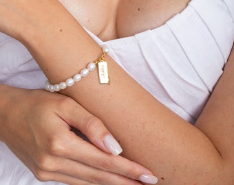 Bracelet nom personnalisé Bracelet nom perle véritable perle bracelet personnalisé collier nom perle d'eau douce