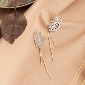 Butterfly Wings Earrings Silver Butterfly Half Wing Tails Earrings Dainty Jewelry Silver Earring Mommy Gift Unique Earrings Sterling Silver