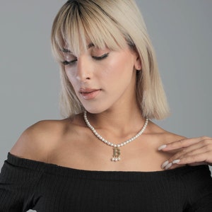 Personalized Anne Boleyn Necklace Freshwater Pearl Custom Initial Pearl Necklace Pearl Letter Necklace Silver Unique Necklace Gift For Her
