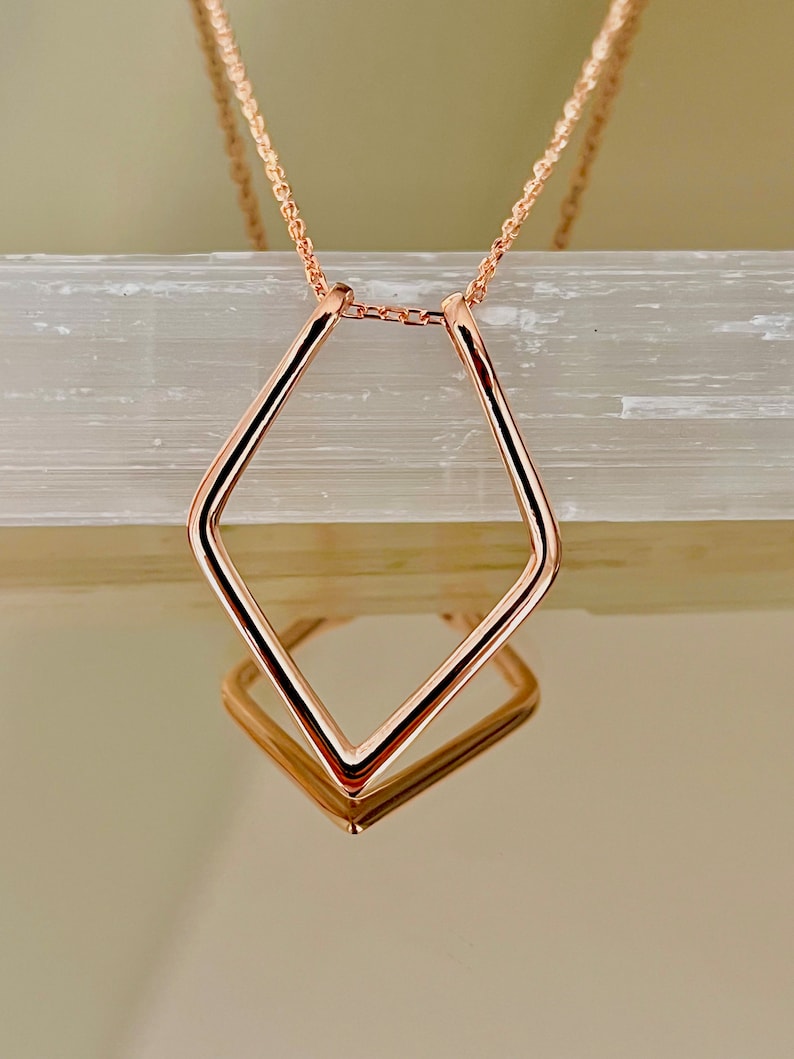 Geometrische Ring Halter Halskette Dicke Kette Optionen Ringgröße für 3-11 Chirurg Geschenk Weihnachtsgeschenk Verlobung Ringhalter Hochzeit Ringhalter ROSE GOLD PLATED