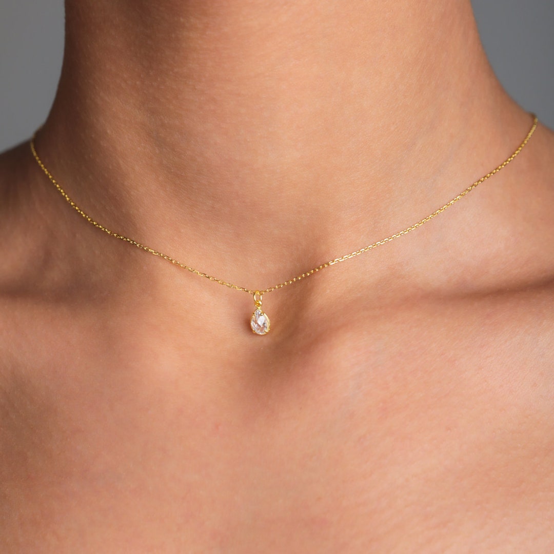 [PRIMAUTE] 韓国☆CRYSTAL drop NECKLACE Floral Crystal Drop Elegant Style Korean Necklace - Made in