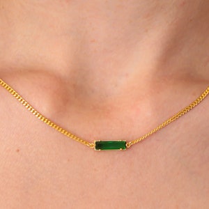 35th Wedding Anniversary Gift Emerald Bar Traditional Necklace Bracelet Set 35 Year Anniversary Jewelry 35st Wedding Anniversary Wife Gift