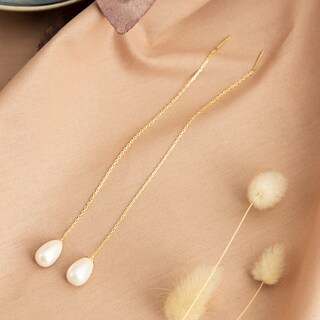 SELSHE Orecchini Pendenti Con Perle - Placcati Oro 14k, Eleganti E Delicati Per Sposa, Ballo Scolastico E Serate