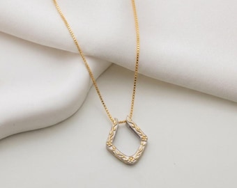 Two Tone Sterling Silver Ring Holder Necklace, Cottagecore Gold Plated Floral Pendant (US 6-10)