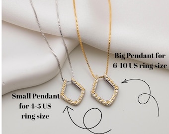 Two-Tone Sterling Silver Floral Ring Holder Necklace, Cottagecore Pendant