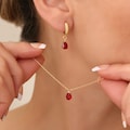 Gold Pear Ruby Necklace and Hoop Earrings Set: July Birthstone Jewelry