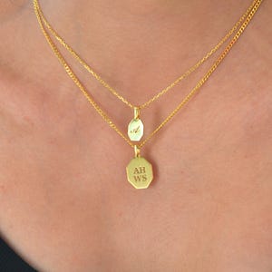 Personalised Custom Engraved Mini Dog Tag Initial Necklace Custom Charm jewelry Necklace Engraved Necklace Necklace Gift For Him Cuban Chain
