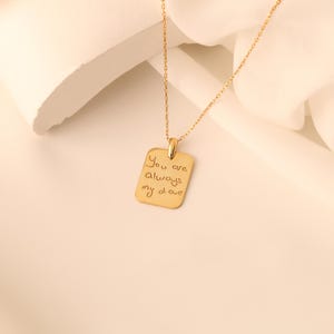Gold filled gepersonaliseerde handschriftketting: sterlingzilveren aandenkenhanger op maat gemaakte ketting