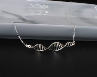 DNA Science Molecule Necklace Men's Valentine's Day Gift Double Helix Pendant Gift For Her Bridesmaid Mom Rose Gold Silver Plated For Her