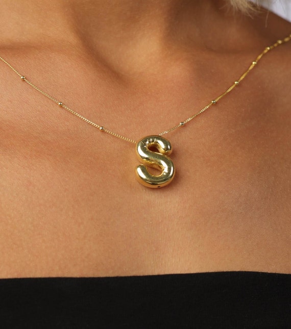 GOLD FILLED BLING BUBBLE INITIAL NECKLACE - The Crowned Bird