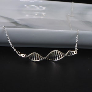 DNA Science Molecule Necklace Double Helix Pendant Mothers Day Gifts For Her Mom Doctor Gifts Science Gifts Rose Gold Gold Silver Plated Sterling Silver