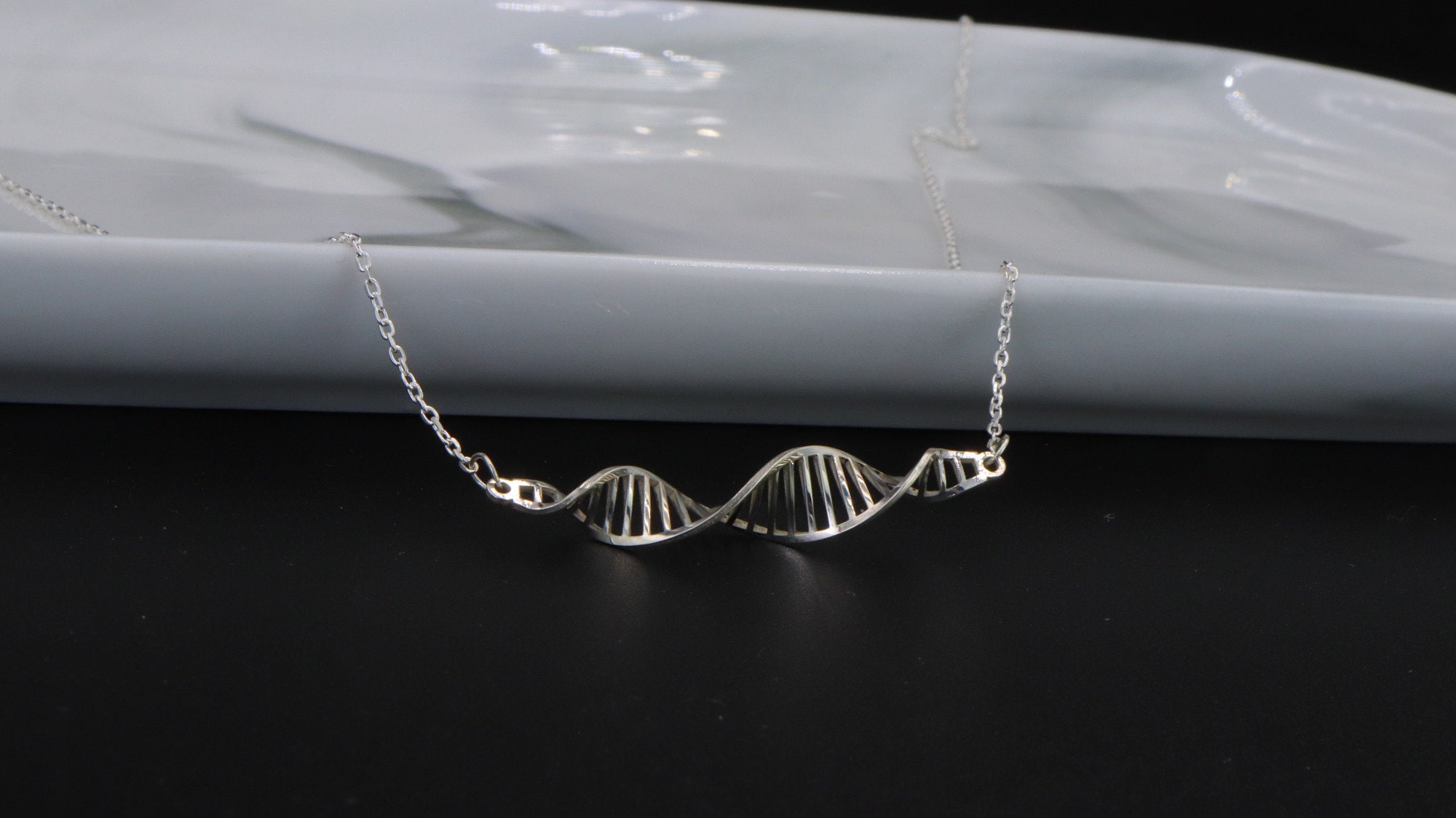 Sterling Silver DNA Double Helix Necklace: Science Jewelry Gift - Etsy