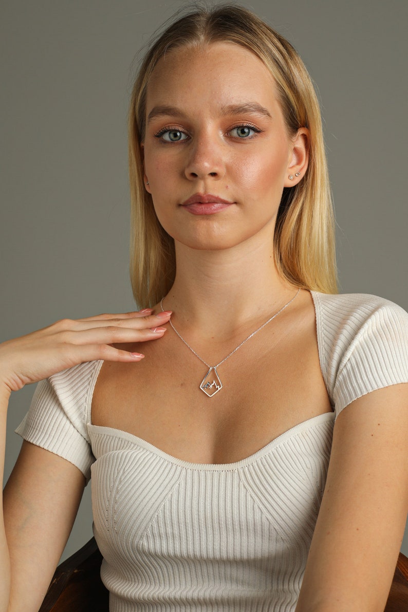 Ring Holder Necklace, 14k White Gold Mountain Ring holder Necklace, 14k Solid Gold Dainty Rin Keeper Pendant Necklace, Ring Holder Necklace image 6