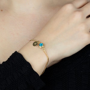 Pulseira de olho masculino e feminino, pulseira de mau-olhado, corrente cubana, pulseira de mau-olhado, presente de dia das mães, joias personalizadas, pulseira de ouro preenchida
