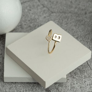 Anillo ajustable inicial de plata, anillo ajustable con letra, anillo con letra y corazón, regalo para madre, regalo para hija, plata de ley, chapado en oro