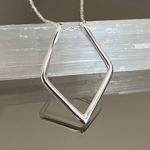 Geometric Ring Holder Necklace Thick Chain Options Ring Size For 3-11 Surgeon Gift Christmas Gift Engagement Ring Keeper Wedding Ring Holder STERLING SILVER
