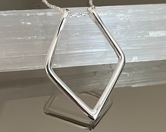 Geometric Ring Holder Necklace Thick Chain Options Ring Size For 3-11 Surgeon Gift Christmas Gift Engagement Ring Keeper Wedding Ring Holder