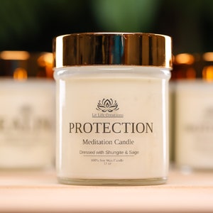 Protection Meditation Scented Candle, Protection Candle, Energy Cleansing , Crystal Candle, Protection Crystal Candle, Soy Aromatherapy.