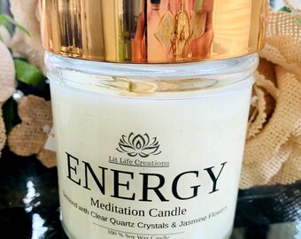 Positive Energie Meditationskerzen, Kristall- und Kräuterkerze, Soja-Aromatherapie-Kerze, Energie-Kristallkerze, Energie-Duftkerze, duftend.