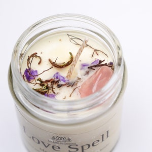 Love Spell Candle, Love Ritual Candle, Soy Crystal Candle for Love, Manifest Love, Rose, Amethyst Candle, Handmade, LoveSpell Scented Candle